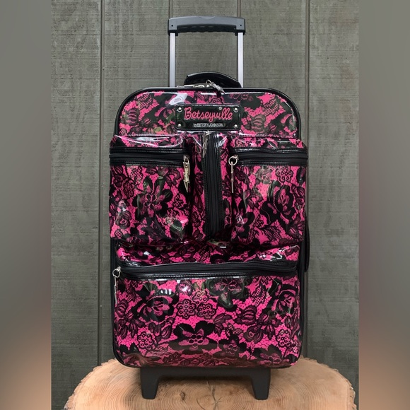 Betsey Johnson Handbags - Betsey Johnson 90s Vintage Lace Rolling Suitcase